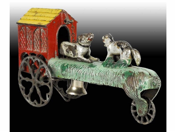 CAST IRON GONG BELL COMPANY DOG & CAT BELL TOY.   