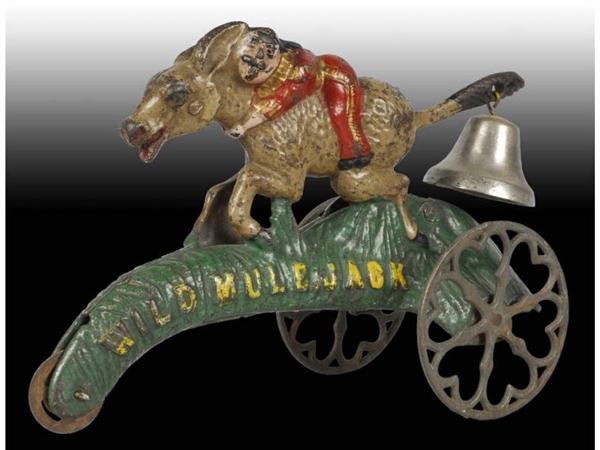 CAST IRON GONG BELL WILD MULE JACK BELL TOY.      