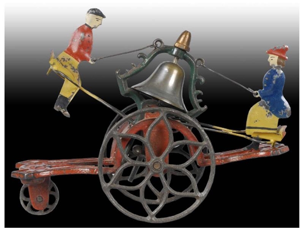 CAST IRON AND TIN GONG BELL MFG. BELL RINGER TOY. 