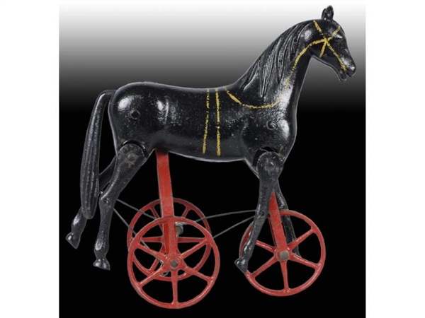 CAST IRON IVES ARTICULATED HORSE TOY.             