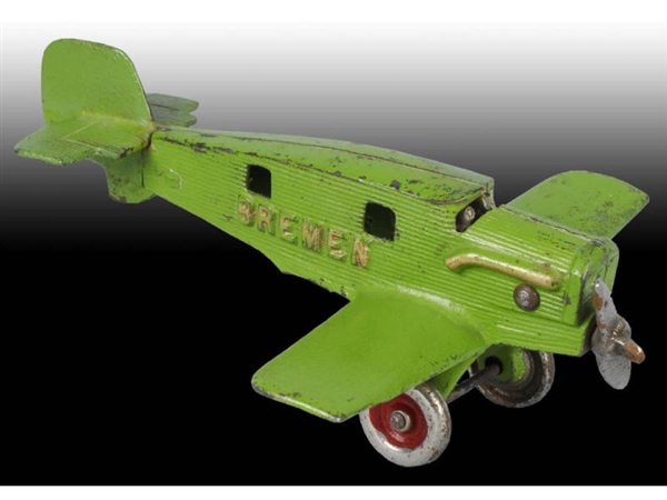 SMALL CAST IRON HUBLEY "BREMEN" AIRPLANE TOY.     