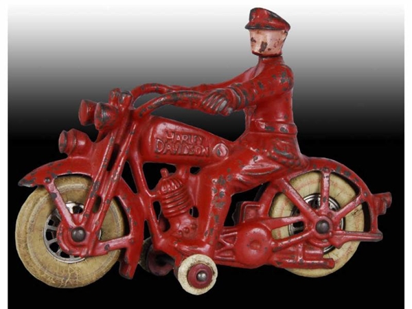 RED CAST IRON HUBLEY HARLEY DAVIDSON MOTORCYCLE.  
