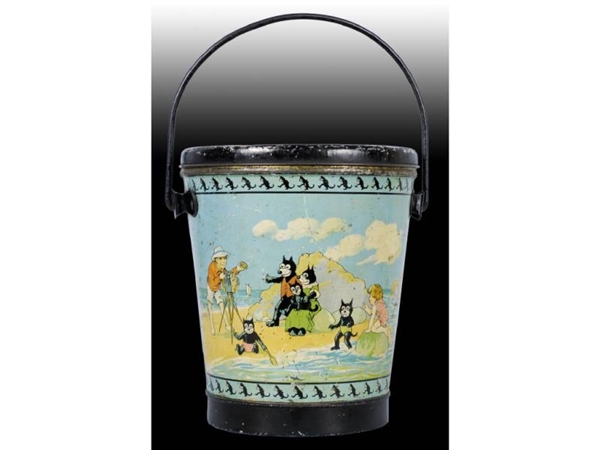 EARLY FELIX THE CAT LARGE SAND PAIL TOY.          
