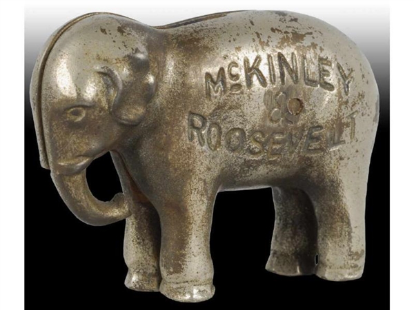 CAST IRON ROOSEVELT/ MCKINLEY ELEPHANT STILL BANK.