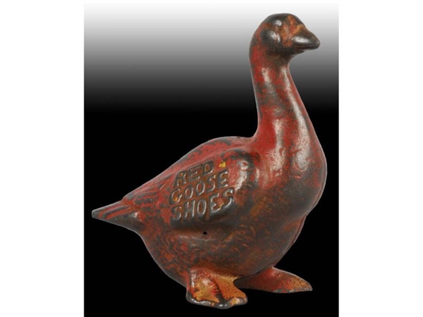CAST IRON SQUATTY RED GOOSE SHOES STILL BANK.     