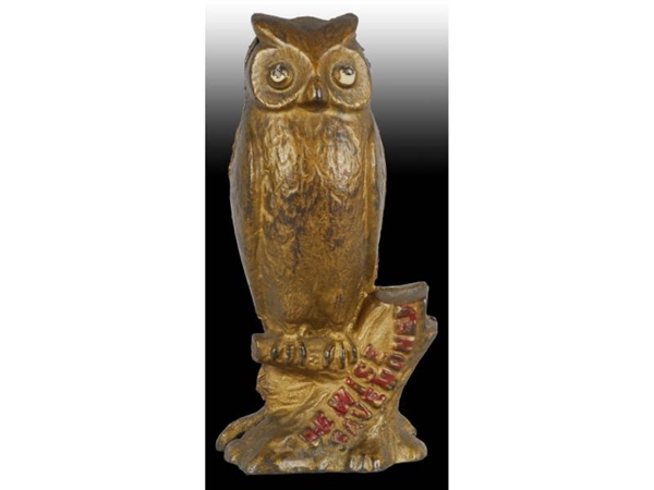 CAST IRON BE WISE OWL STILL BANK.                 