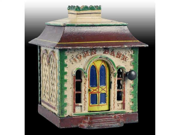 CAST IRON HOME MECHANICAL BANK WITHOUT DORMERS.   