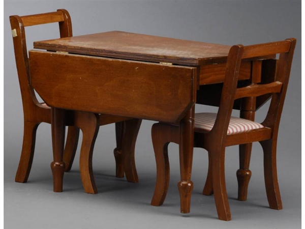 DOLL-SIZE DROP-LEAF TABLE WITH TWO CHAIRS         