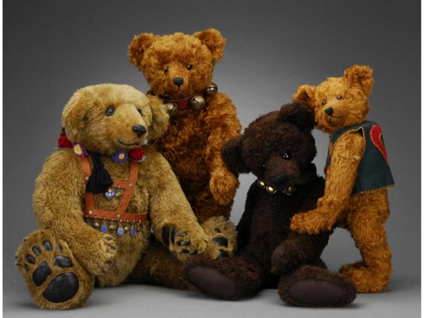 LOT: FOUR LARGE CONTEMPORARY ARTIST BEARS         