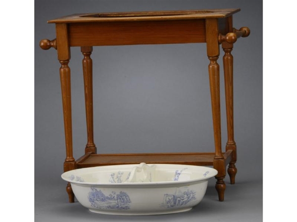 CHILD-SIZE WASHSTAND WITH PORCELAIN BOWL          