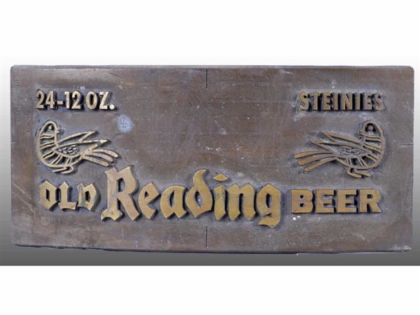 LOT OF 3: OLD READING BEER BRASS PRINTING PLATES. 