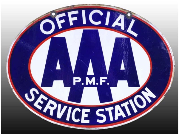 AAA SERVICE STATION 2-SIDED PORCELAIN SIGN.       