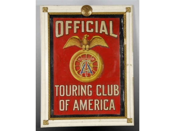 EMBOSSED TIN TOURING CLUB OF AMERICA SIGN.        