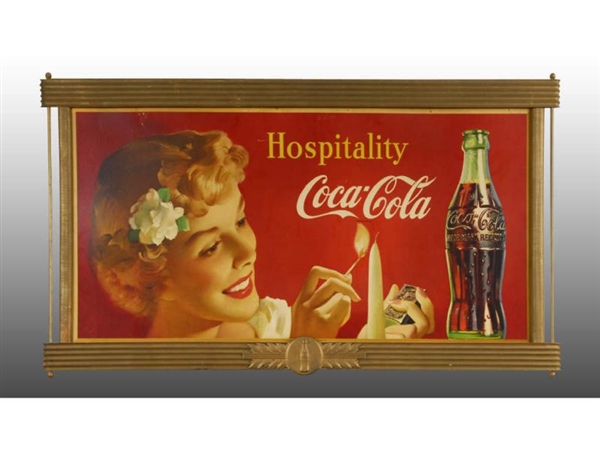COCA-COLA HOSPITALITY POSTER WITH GOLD FRAME. 