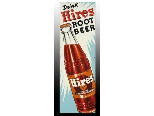 HIRES ROOT BEER EMBOSSED TIN SIGN WITH BOTTLE.    