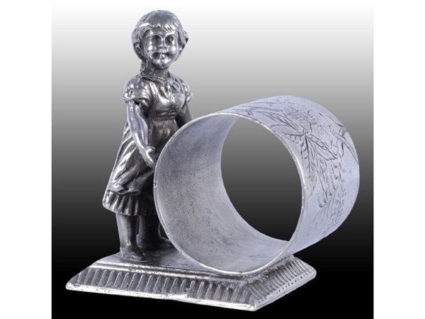 YOUNG GIRL WITH PIGTAIL FIGURAL NAPKIN RING.      