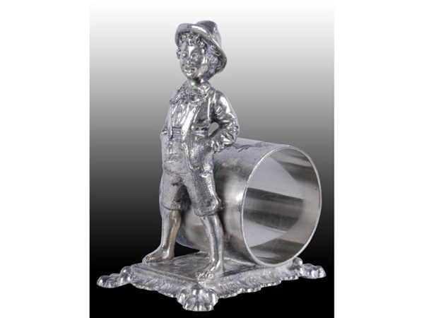 YOUNG BARE FOOT BOY FIGURAL NAPKIN RING.          