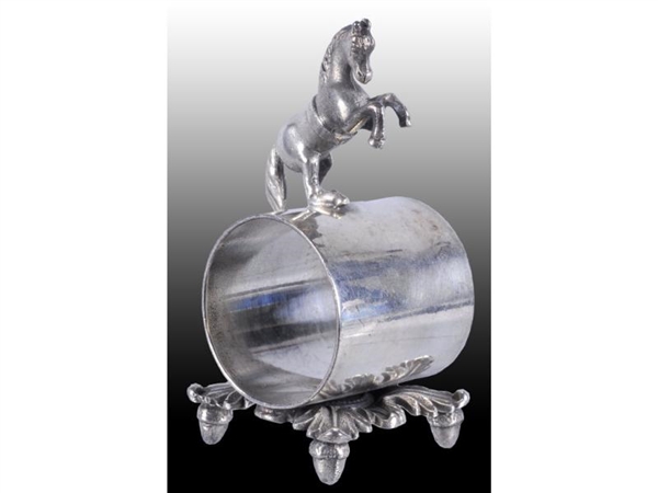 SMALL REARING HORSE ON FIGURAL NAPKIN RING.       