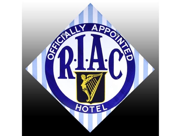 R.I.A.C. OFFICIAL HOTEL PORCELAIN 2-SIDED SIGN.   