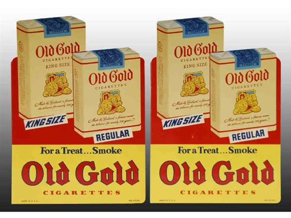 LOT OF 2: TIN OLD GOLD CIGARETTES FLANGE SIGNS.   