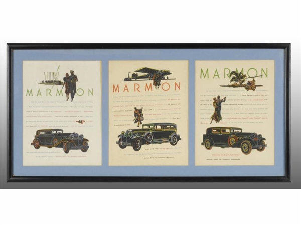 LOT OF 3: FRAMED MARMON COLOR MAGAZINE ADS.       