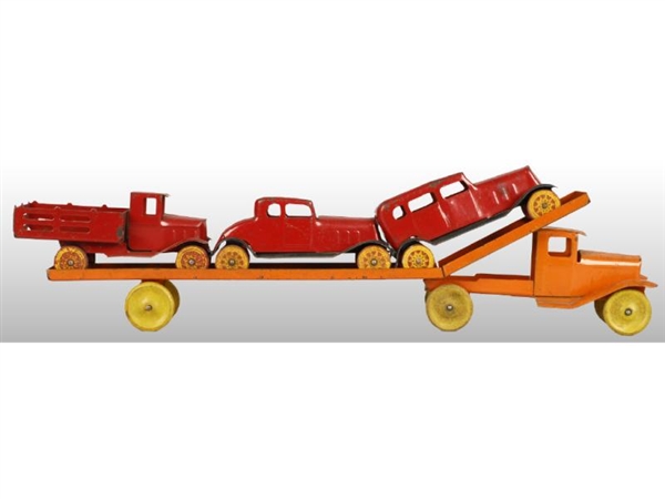 PRESSED STEEL GIRARD CAR CARRIER WITH 3 VEHICLES. 