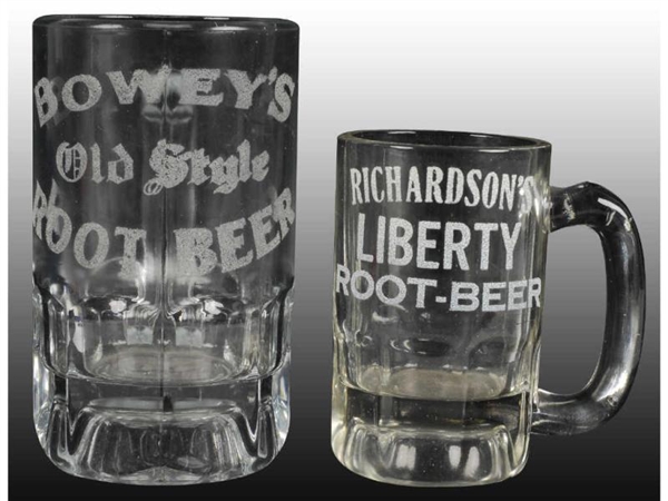 LOT OF 2: HEANY GLASS ROOT BEER MUGS.             