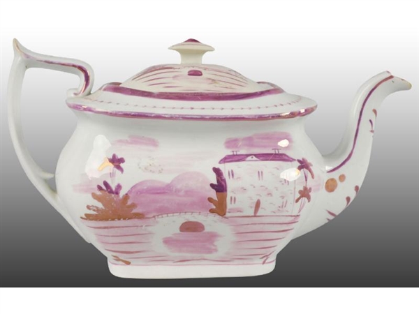 EARLY STAFFORDSHIRE  PINK LUSTER TEAPOT WITH LID. 