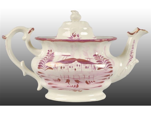 ENGLISH STAFFORDSHIRE PINK LUSTER TEAPOT.         