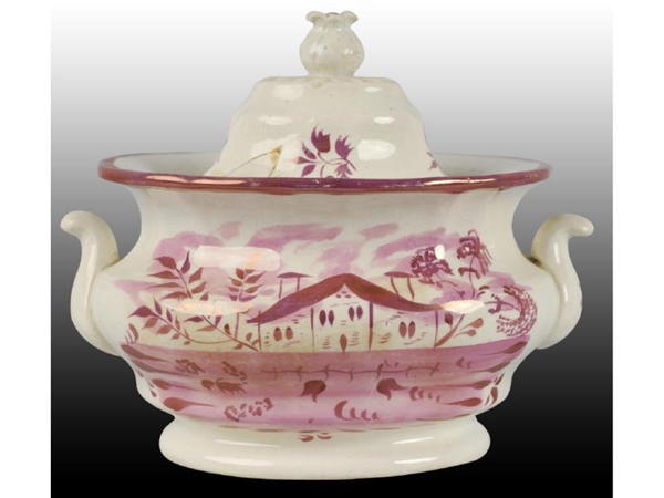 ENGLISH STAFFORDSHIRE PINK LUSTER COVERED SUGAR   