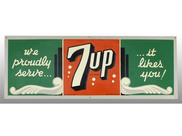 EMBOSSED 7-UP TIN SIGN.                           