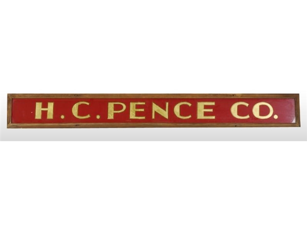 H.C. PENCE CO. GOLD LEAF REVERSE-ON-GLASS SIGN.   