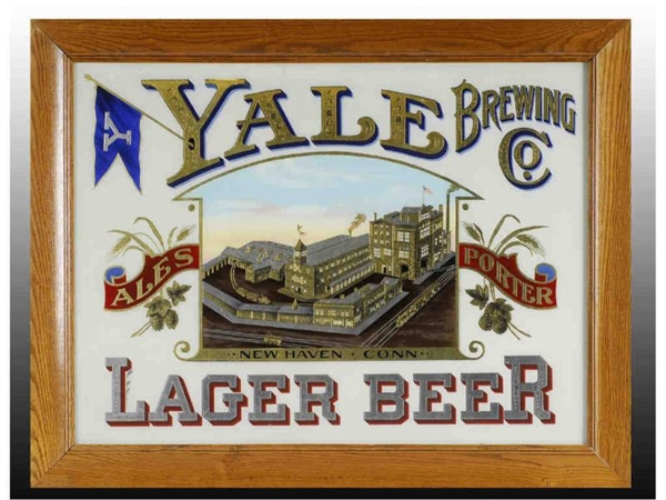 YALE BREWING CO. REVERSE-ON-GLASS SIGN.           