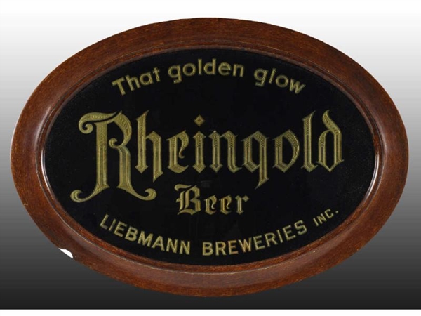 RHEINGOLD BEER REVERSE-ON-GLASS OVAL SIGN.        