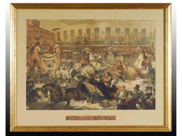 SLEIGHING IN NEW YORK PRINT BY T. BENECKE.        