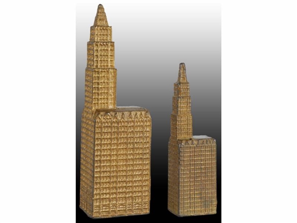 LOT OF 2: CAST IRON WOOLWORTH BUILDING BANKS.     