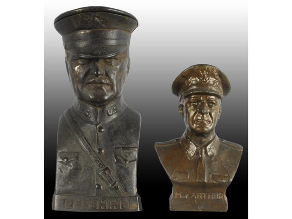 LOT OF 2: CAST IRON FIGURAL BUST STILL BANKS.     