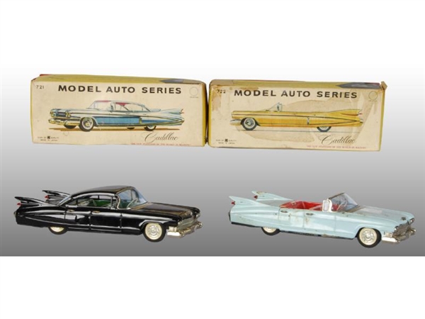 LOT OF 2: JAPANESE CADILLACS WITH ORIGINAL BOXES.