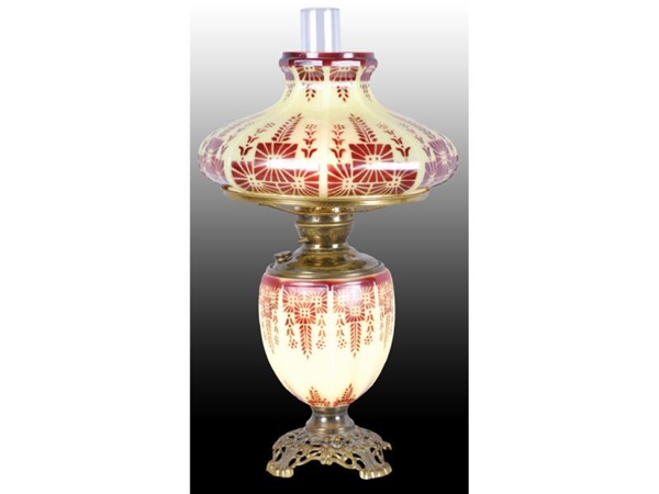 VICTORIAN GLASS GONE WITH THE WIND LAMP.          