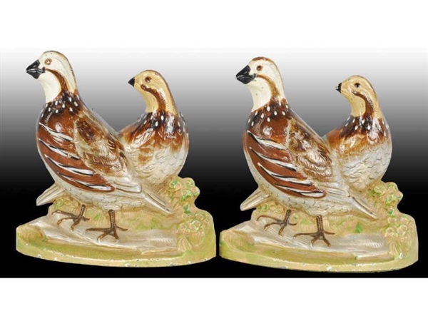 QUAIL HUBLEY CAST IRON BOOKENDS.                  
