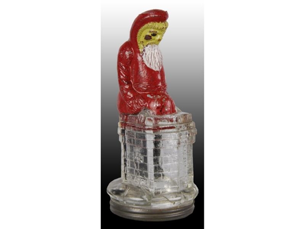GLASS SANTA CANDY CONTAINER.                      