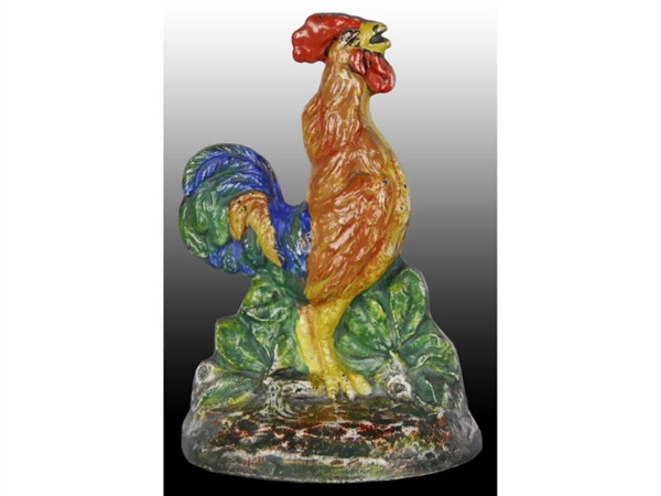 CROWING ROOSTER CAST IRON BOOKEND.                