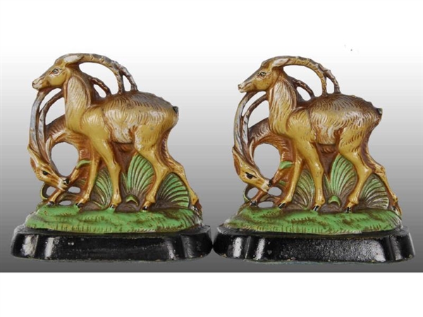 CAST IRON HUBLEY IBEX BOOKENDS.                   