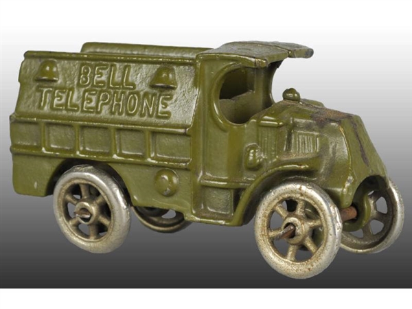 CAST IRON HUBLEY SMALL BELL TELEPHONE TRUCK TOY.  