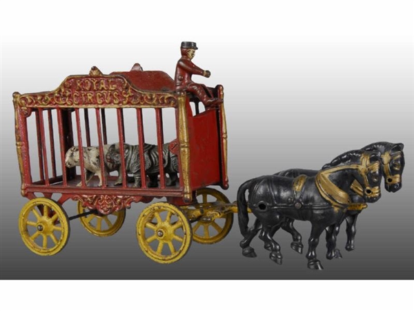 CAST IRON ROYAL CIRCUS CAGE WAGON TOY.            