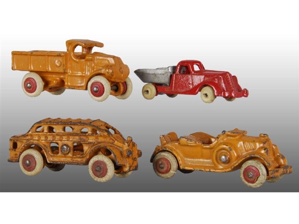 LOT OF 4: HUBLEY VEHICLE TOYS.                    