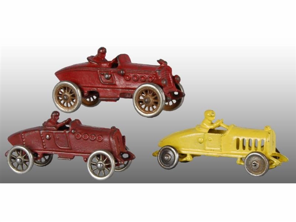 LOT OF 3: CAST IRON RACERS.                       