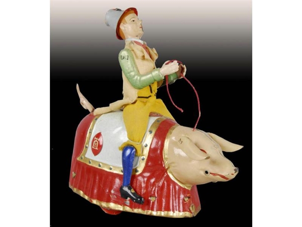 GERMAN TIN WIND-UP LEHMANN PADDY & THE PIG TOY.   