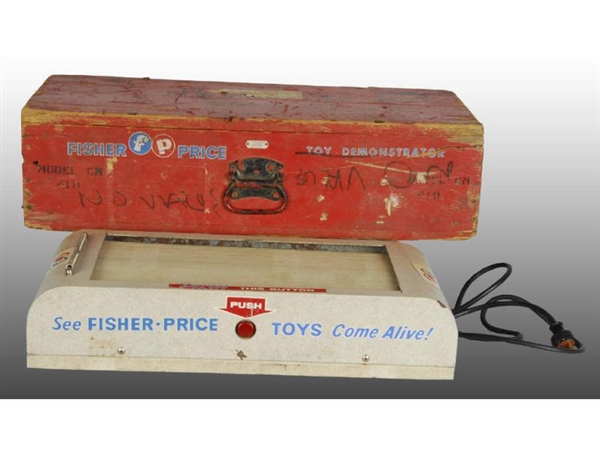 FISHER-PRICE TOY DEMONSTRATOR WITH WOOD CRATE.    