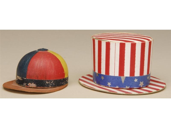 LOT: TWO HAT CANDY CONTAINERS.                    
